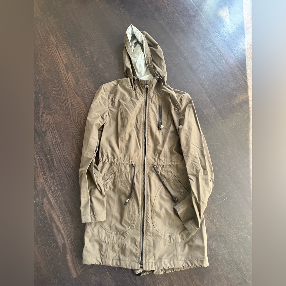 Laundry By Shelli Segal Olive Green Hooded Raincoat